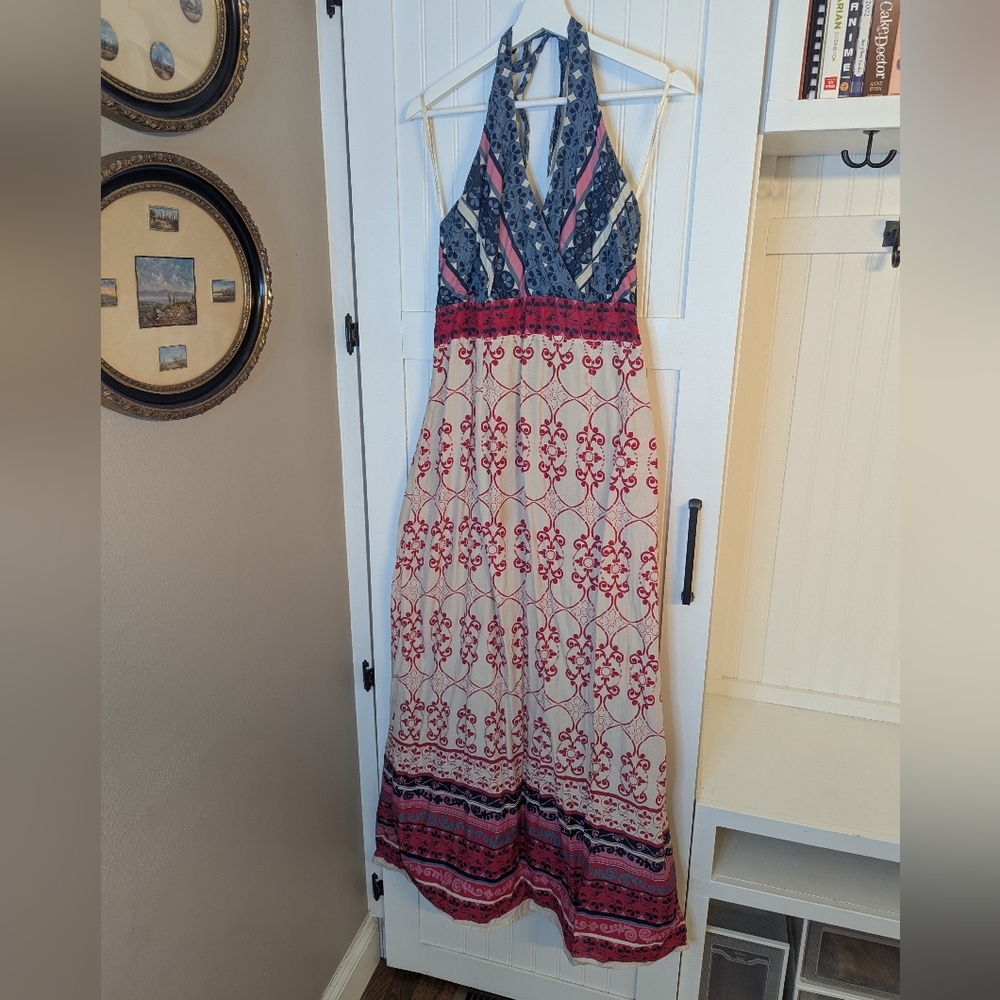 Style & Co. Navy and Pink Floral Maxi Dress